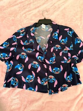 Disney Navy Blue and Pink Stitch Shirt for women